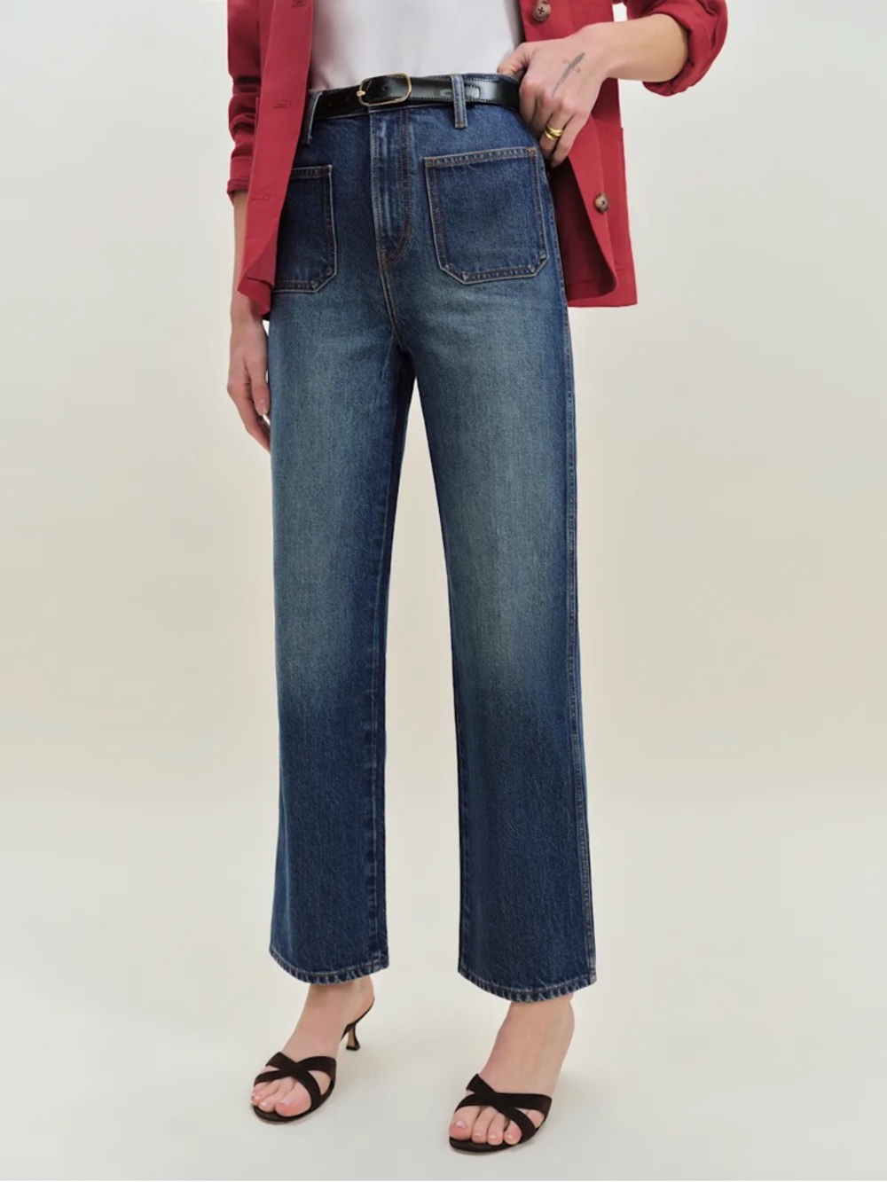 Reformation Alyssa Stretch High Rise Wide Leg Cropped Jeans